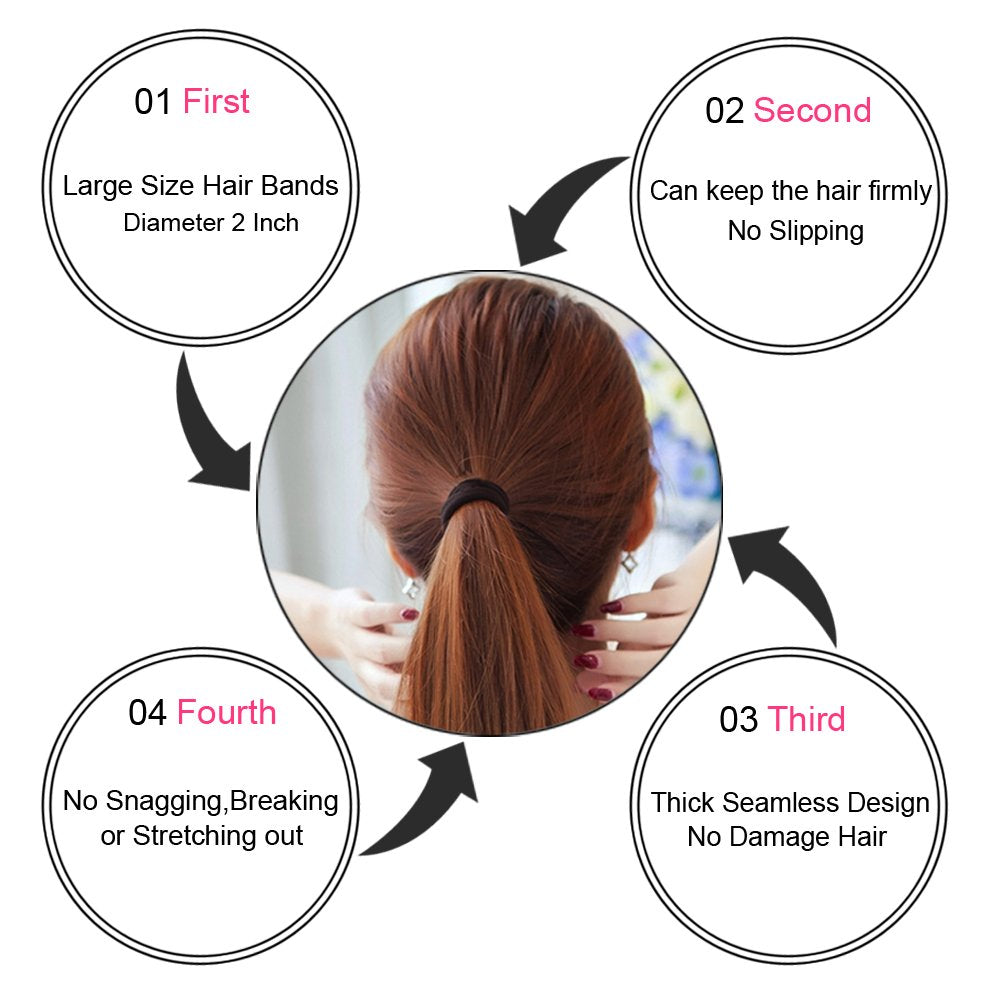 J-MEE Hair Bands 100PCS Seamless Cotton Ponytail Holders Scrunchies Hair Accessories for Thick Hair (black) Beauty and Personal Care J-MEE