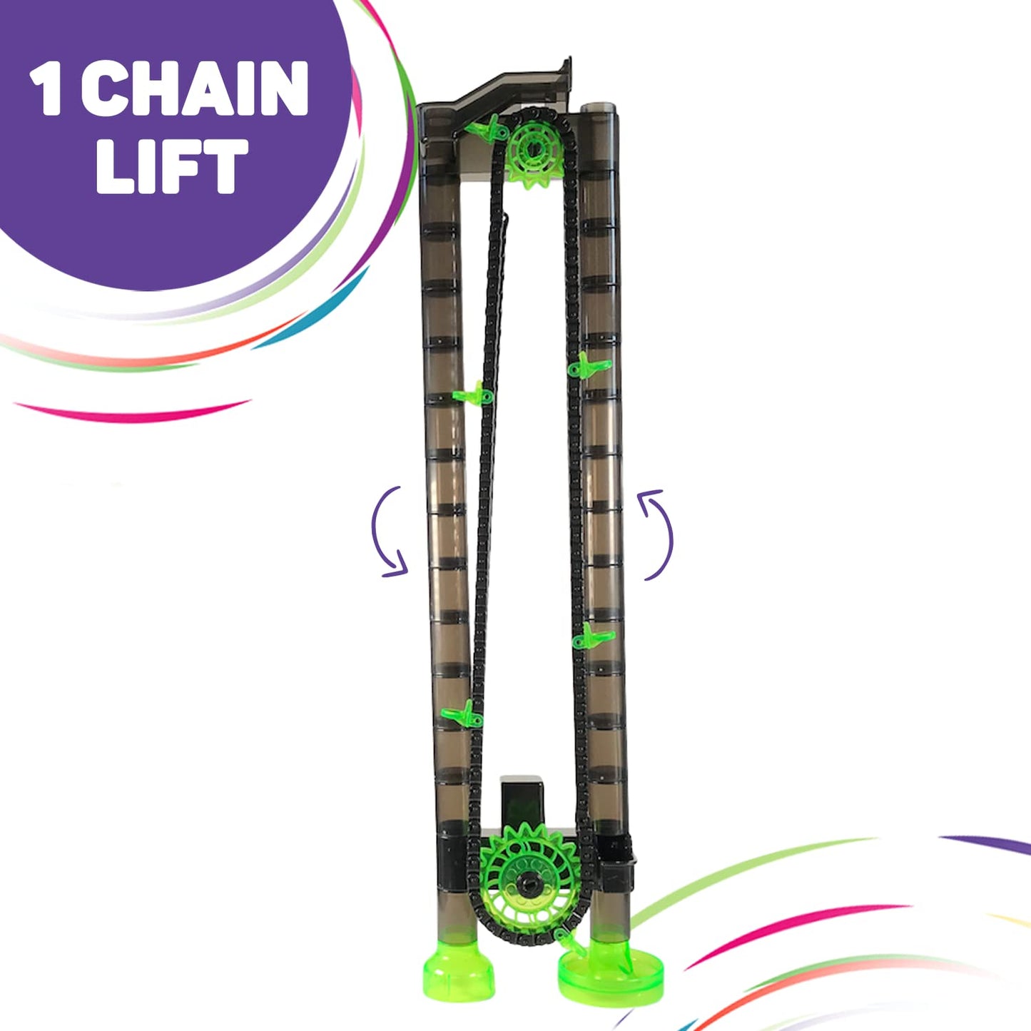 Marble Genius Add-On Chain Lift – Automatic Marble Rails Accessory for Marble Run, STEM Toy for Kids & Teens Ages 8+, Battery Powered