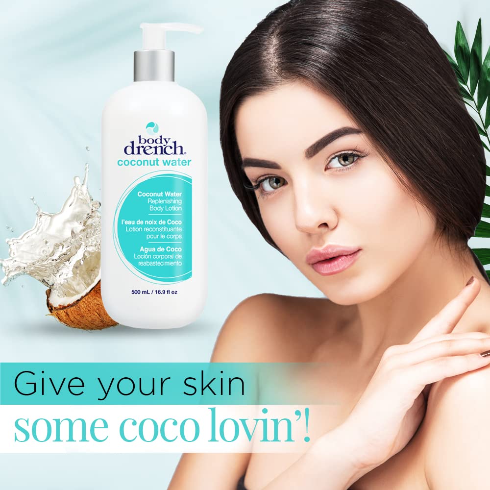 Body Drench Body Lotion for Women, Coconut Water - Hydrating Coconut Lotion for Dry Skin, Moisturizer Skin Care, 16.9 fl oz