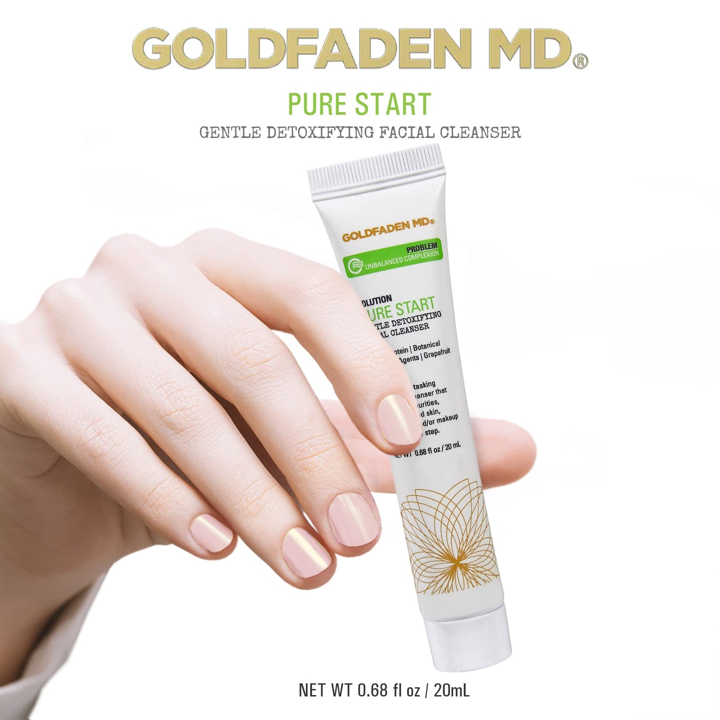 GOLDFADEN MD Pure Start Gentle Detoxifying Natural Facial Cleanser Grapefruit Peel Oil, Organic Red Tea Extract, Seaweed Extract, Rose Hip Seed Oil