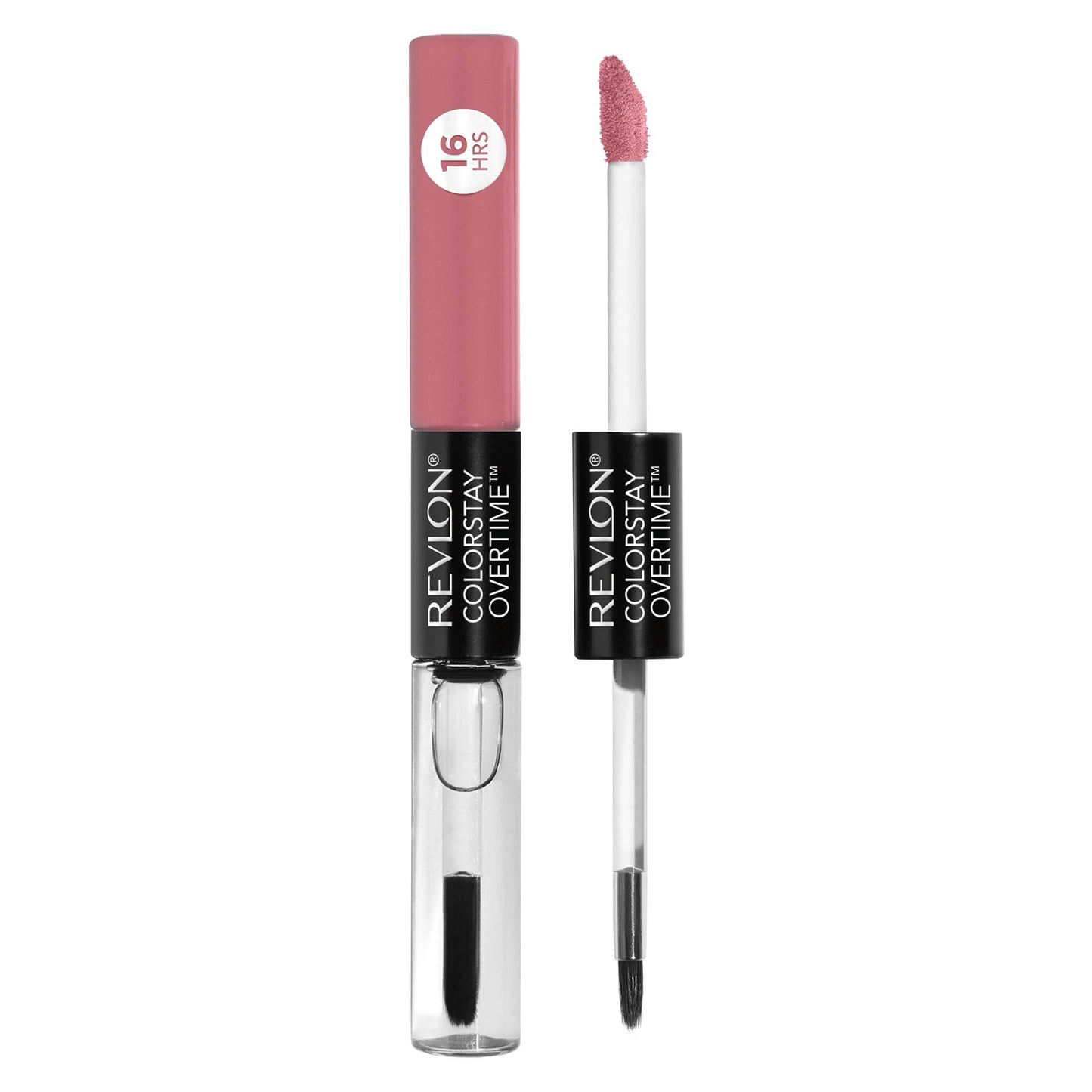 Revlon ColorStay Overtime Lipcolor, Dual Ended Longwearing Liquid Lipstick with Clear Lip Gloss, with Vitamin E in Pink, 24/7 Pink (530), 0.07 oz