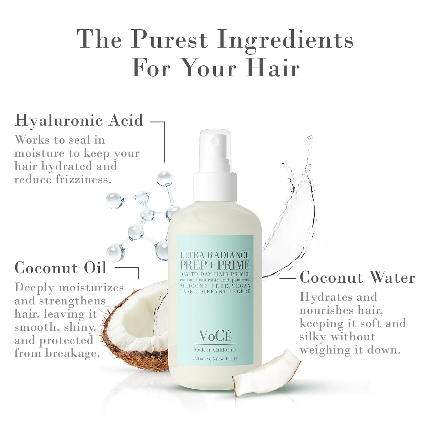 VOCE HAIRCARE VoCÊ Prep + Prime Spray | Heat Protectant Anti-Frizz Vegan Hair Primer 8.5 oz