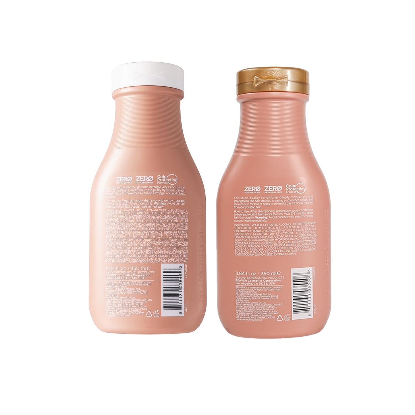 BEAVER Smoothing Shampoo and Conditioner Set, Keratin Formula with Coconut Oil, Sulfate-free Shampoo and Conditioner for Women and Men, Ultra Shine