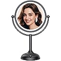 VESAUR Professional 8.5" Lighted Makeup Mirror, 1X/10X Double Sided HD Undistorted Magnifying Mirror with 3 Color 90 Dimmable LED lights, 360°