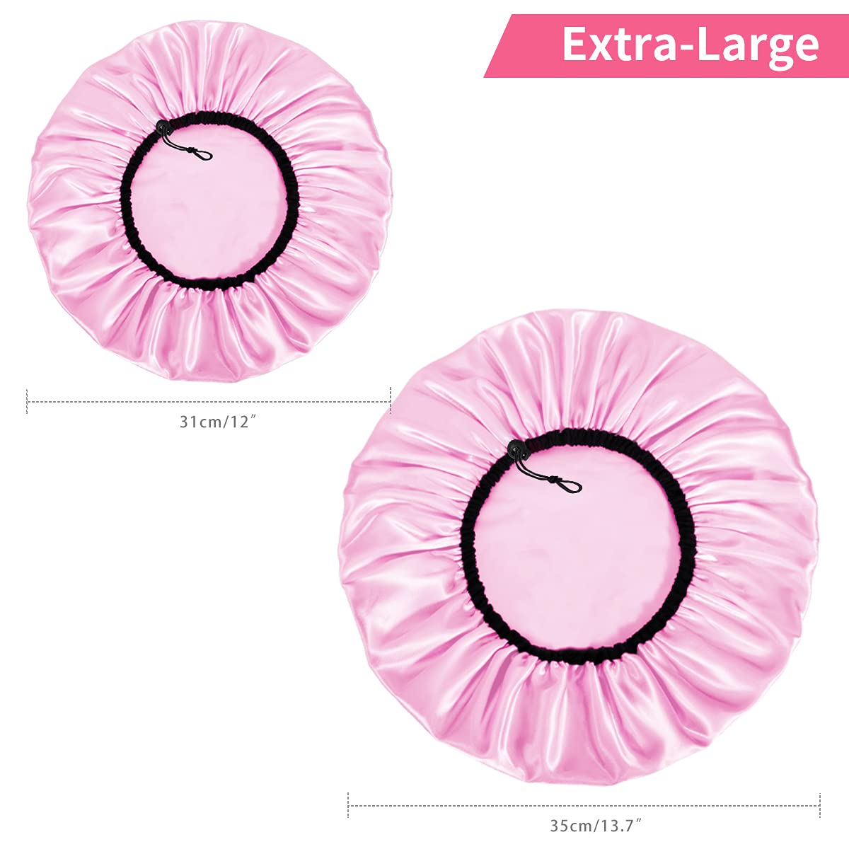 Auban Shower Cap for Women, Adjustable Reusable, Extra Large, Double-Layer Waterproof Bathing Cap, Waterproof Exterior, EVA Lining, Hair Cap for All