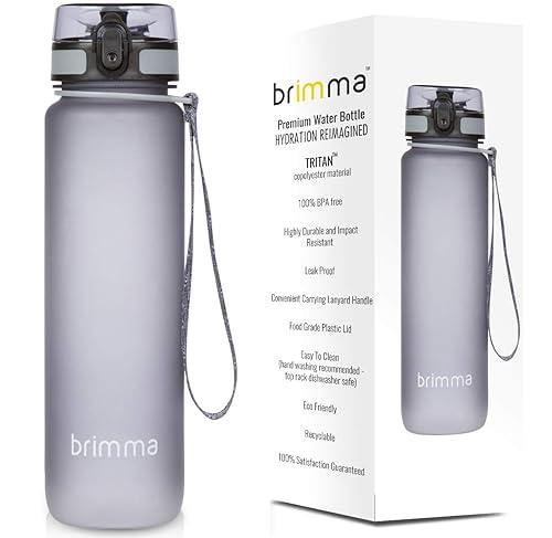 Brimma Premium Sports Water Bottle with Leak Proof Flip Top Lid - Eco Friendly & BPA Free Tritan Plastic - Must Have for The Gym, Yoga, Running