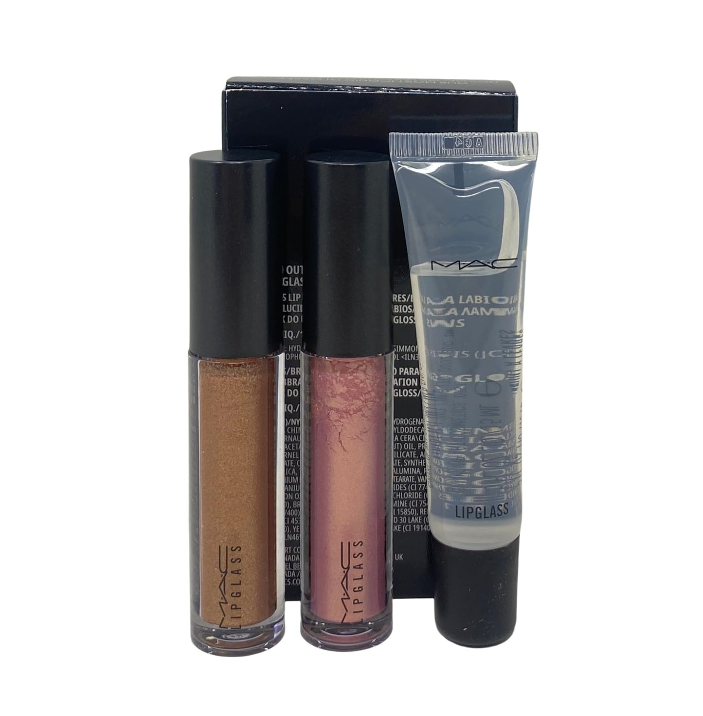 MAC Cosmetics Glossed Out Lipglass Trio - Oh Baby, Nymphette and Lipglass Clear.