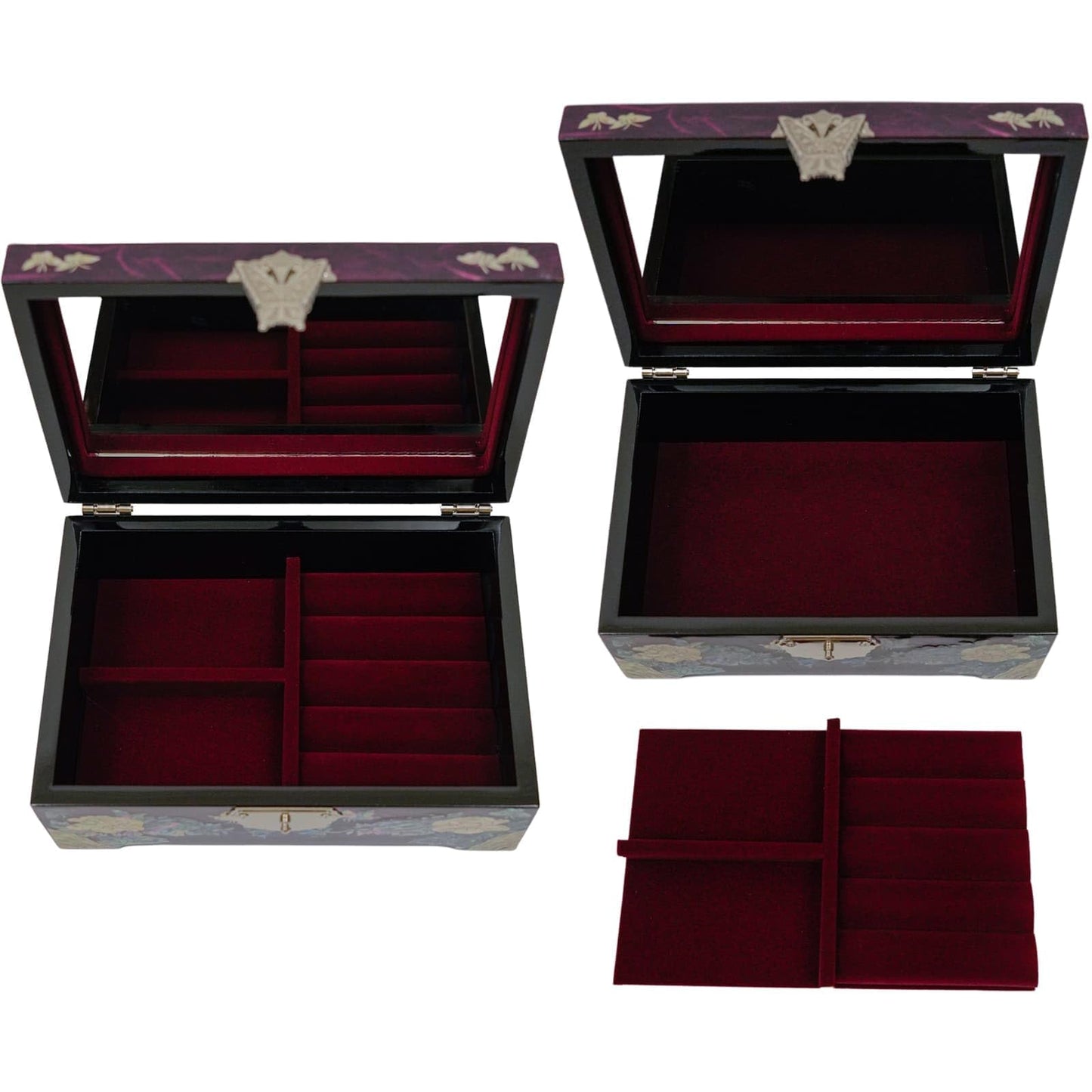 February Mountain Mother of Pearl Jewelry Organizer Box - Mothers day gifts Handmade Jewelry Box Gifts for mom from daughter Flower and butterfly…