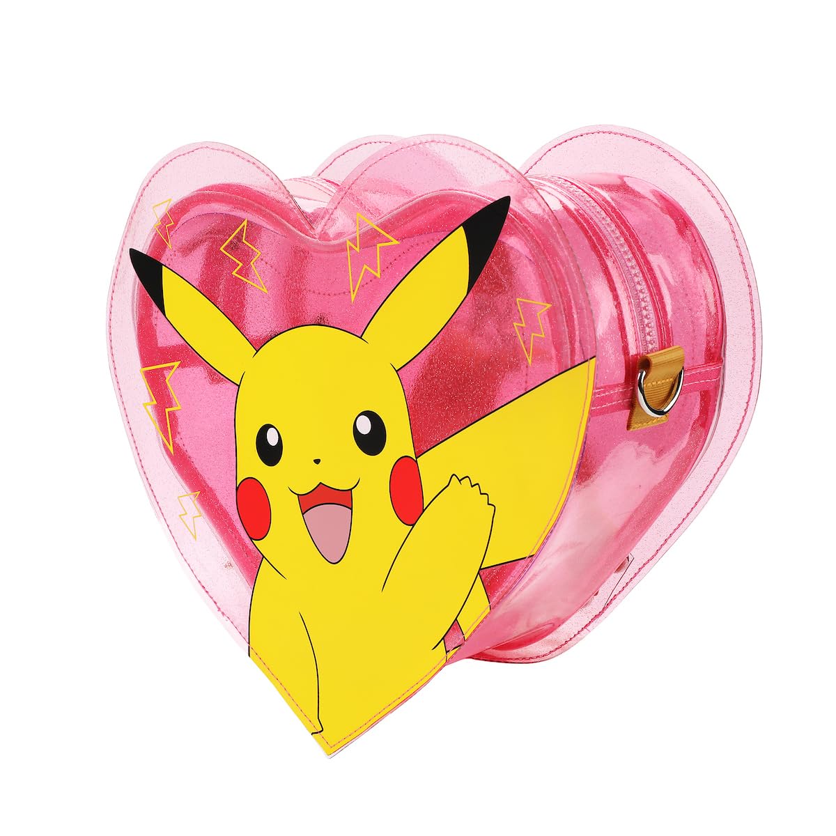 Bioworld Pokemon Pikachu 10.5 Heart-Shaped Clear Pink Backpack