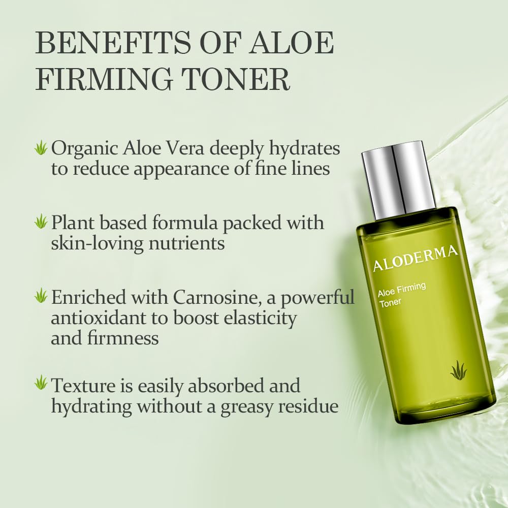 Aloderma Firming Skin Toner with 91% Organic Aloe Vera - Natural Facial Toner for Women with Natural Botanicals to Diminish The Appearance of Fine