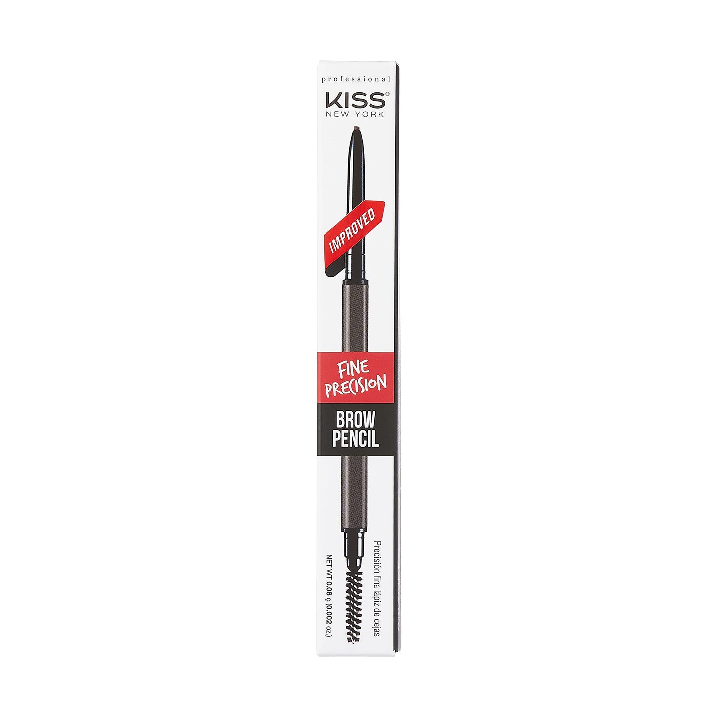 Kiss New York Professional Brow Pencil with Spoolie Brush, Ultra-Fine Precision Point Eyebrow Pencil, Dual-Sided Precise, Slim Definer, Fills Brows