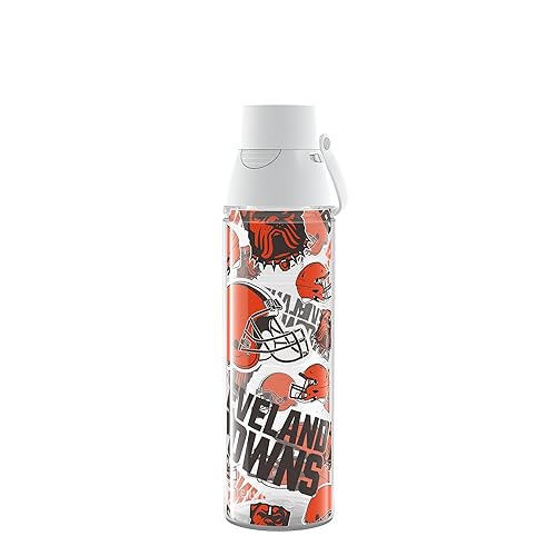 Tervis NFL Cleveland Browns - All Over Made in USA Double Walled Insulated Tumbler Travel Cup Keeps Drinks Cold & Hot, 24oz Venture Lite Water