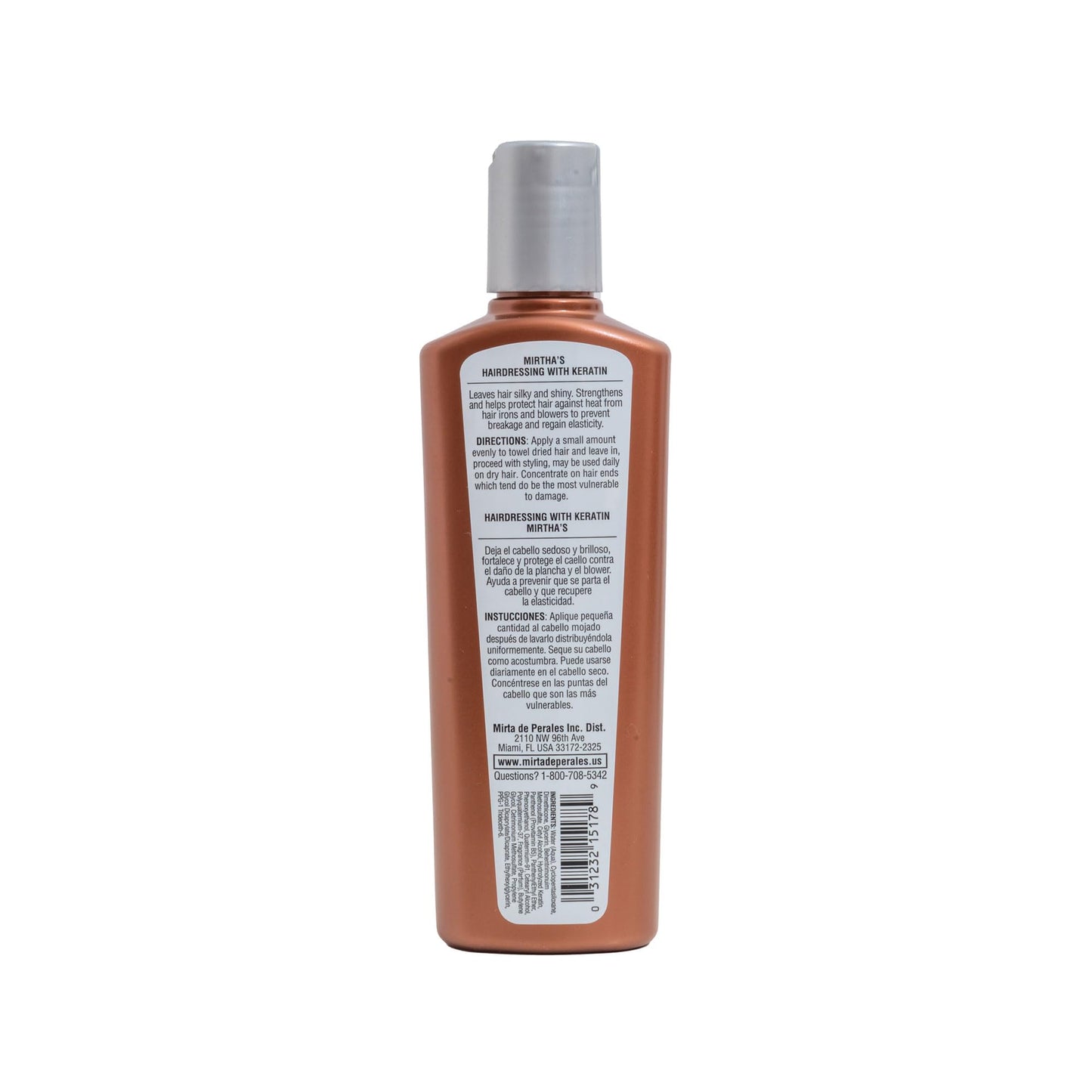 Mirta De Perales Hairdressing with Keratin Leave-In Cream | Heat Protectant & Daily Styling Treatment with Hydrolyzed Keratin & Pro-Vitamin B5 |