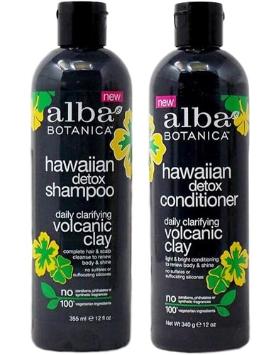 Alba Botanica Hawaiian Detox Daily Clarifying Shampoo and Conditioner Bundle, 12 Ounces Each