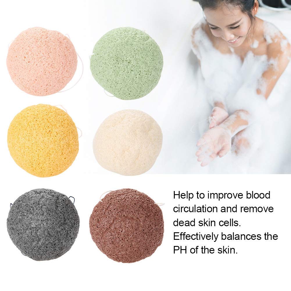6pcs/Set Konjac Sponge, 100% Pure Naturally Cleaning Puff Konjac Sponges Tool Wet/Dry Skin Massage Tools to effortlessly Cleanse & Soften Delicate