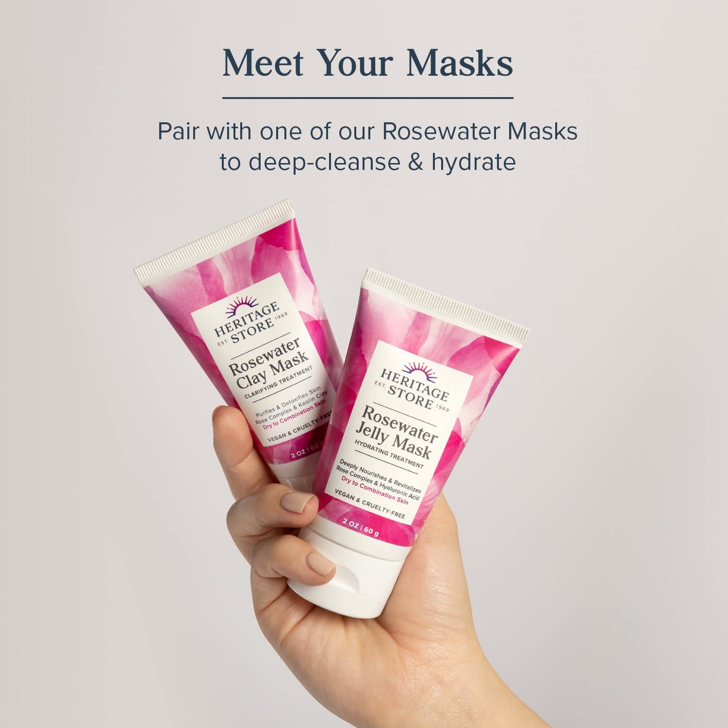 HERITAGE STORE Rosewater Facial Cleanser - Milk Face Wash Purifies and Nourishes w/Squalane, Rose Complex, Dry Skin to Combination Skin Care