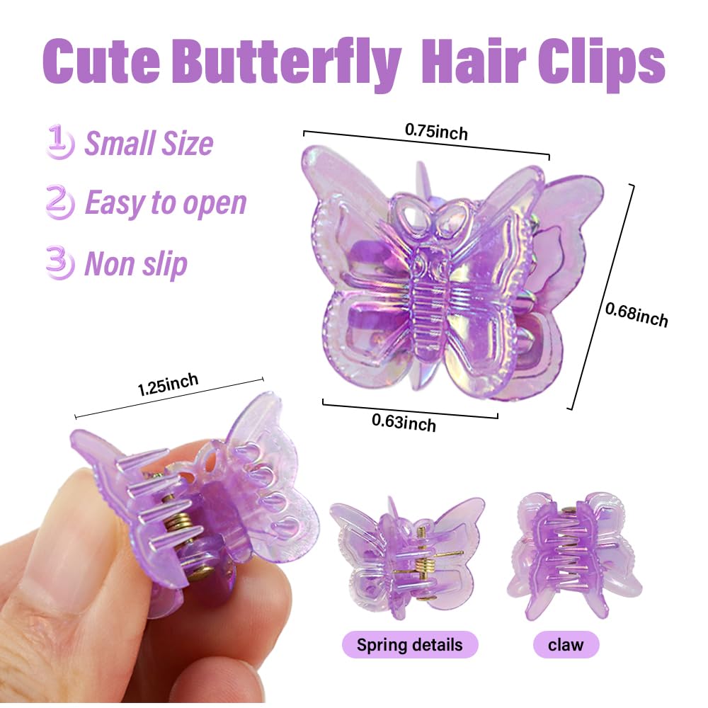 Ahoney 60PCS Mini Butterfly Hair Clips for Hair with Box Glitter 90s Y2k Purple Hair Accessories for Girls Women (Purple) Beauty and Personal Care AHONEY