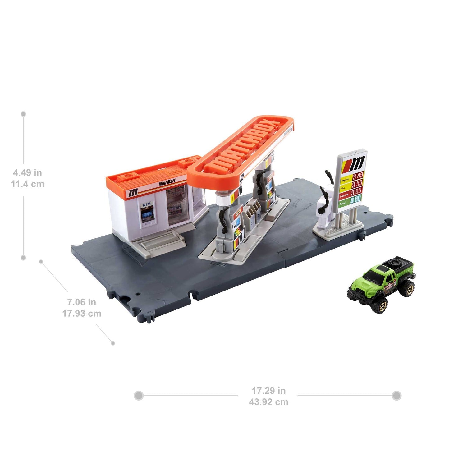 Matchbox Toy Cars Playset, Action Drivers Fuel Station & 1:64 Scale Toy Truck, Moveable Gas Hoses & Car-Activated Features
