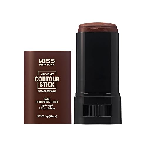 Kiss New York Airy Velvet Contour Stick, Cool Toned Face Sculpting Cream Makeup, Buildable with Lightweight Natural Finish, Hyaluronic Acid & Green
