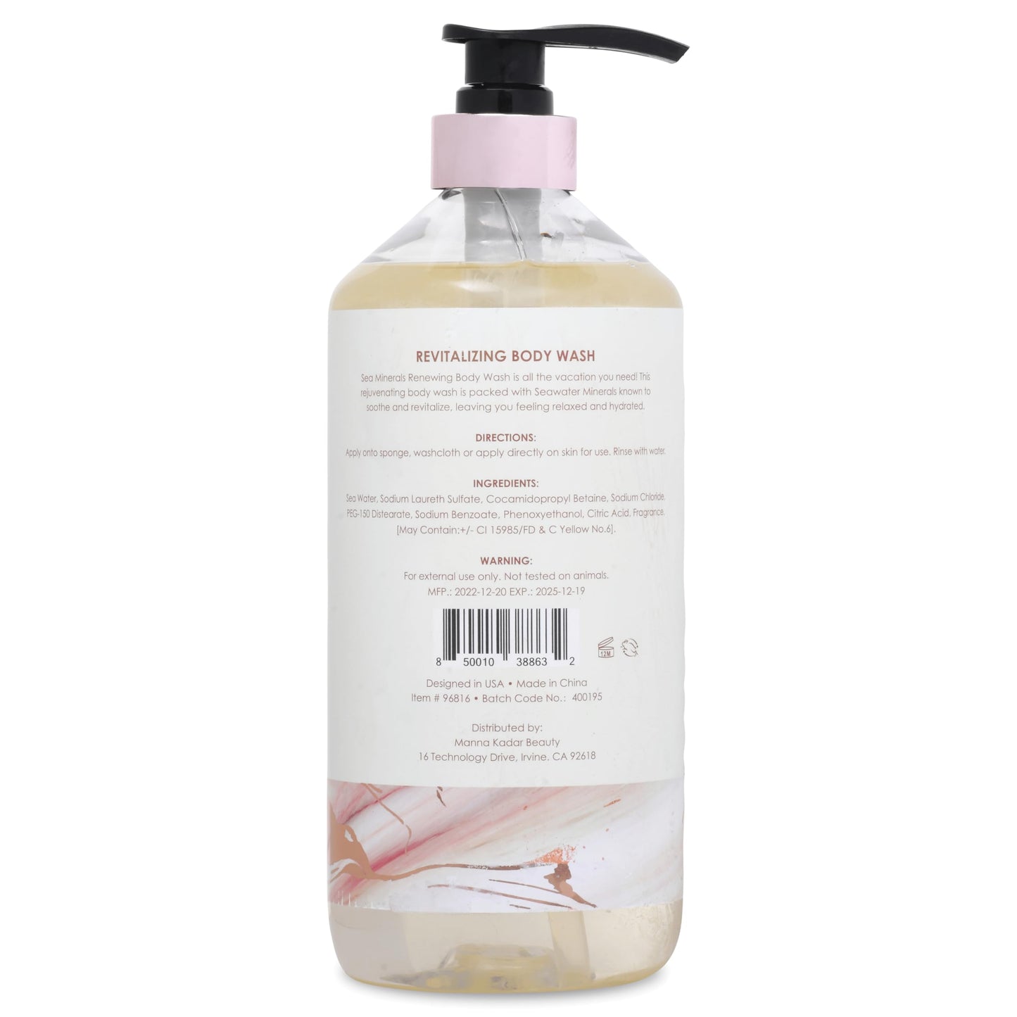 Manna Kadar Beauty Dead Sea Minerals Revitalizing Body Wash, Coconut Hibiscus - Clean, Soothe, Revitalizes, Rejuvenates Skin, Hydrates, Shower Gel