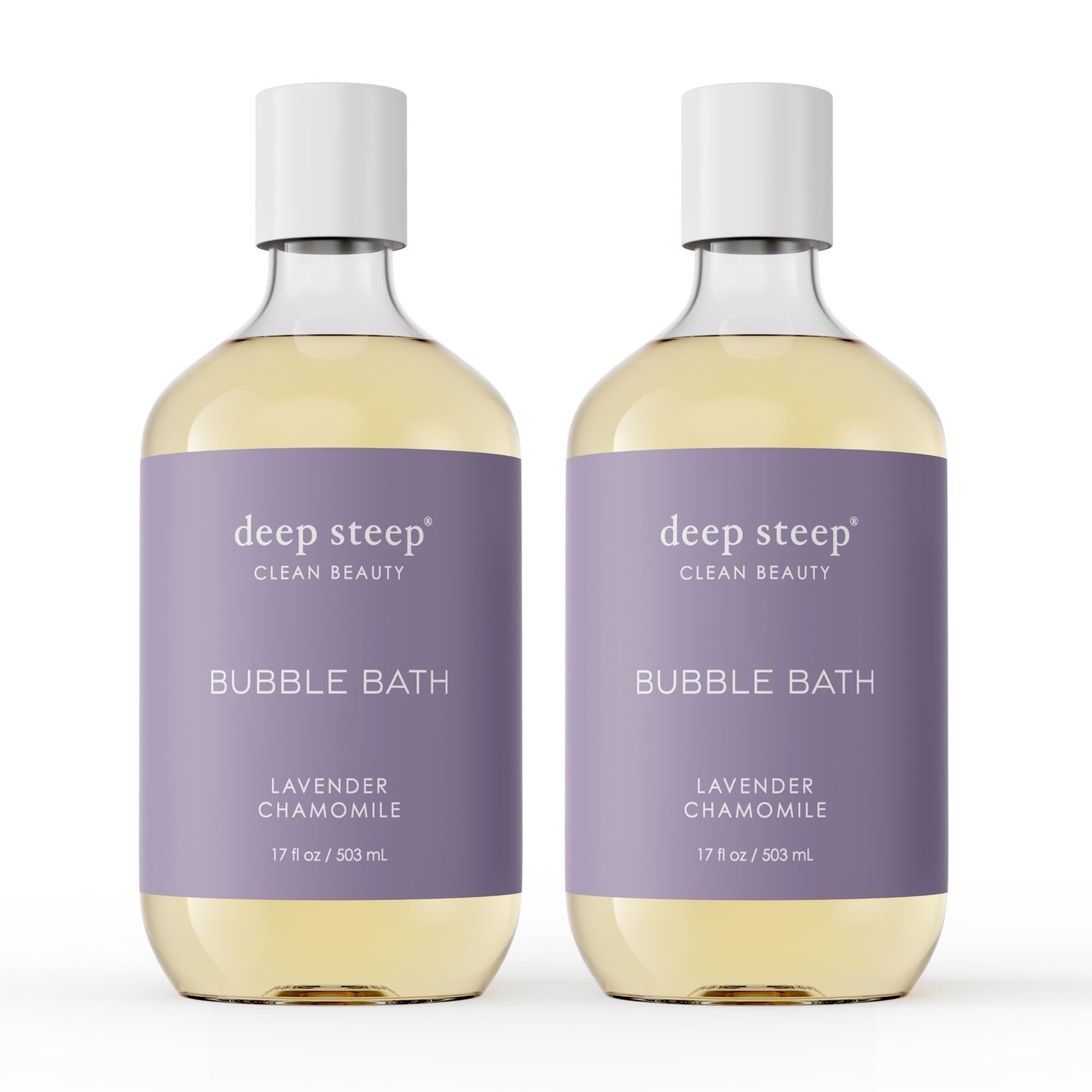 Deep Steep Bubble Bath, Lavender Chamomile 17 oz (Pack of 2) - Hypoallergenic, Clinically Tested Soothing Soak with Shea Butter & Argan Oil