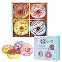 KAV Donut Bath Bombs Gift Set - 4 Piece Handmade Organic Bath Bomb Kit with Essential Oils - Relaxation Spa Gift for Women, Men, Teens, Kids - Self…