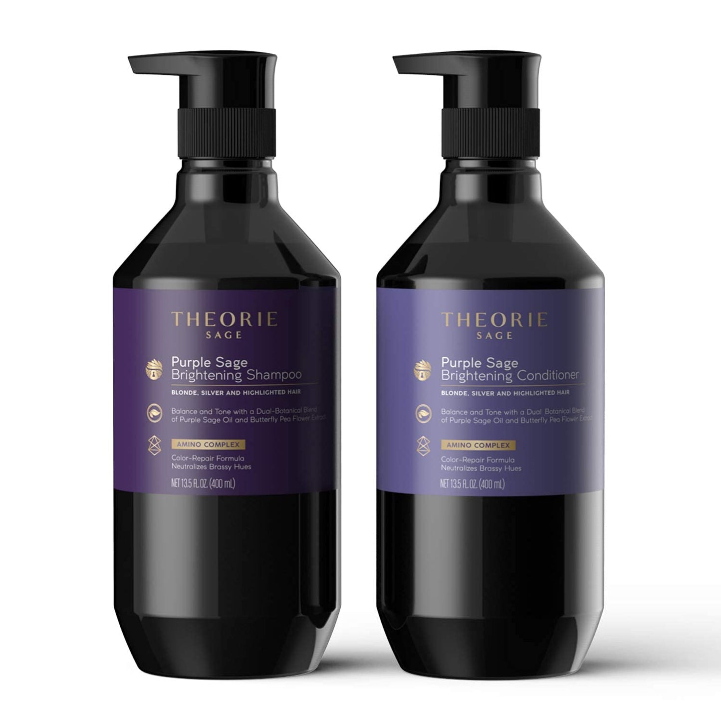 Theorie Purple Sage Brightening Shampoo- Balance, Tone & Brighten Blonde, Silver, Grey, Bleached, Color Treated or Highlighted Hair, Eliminate