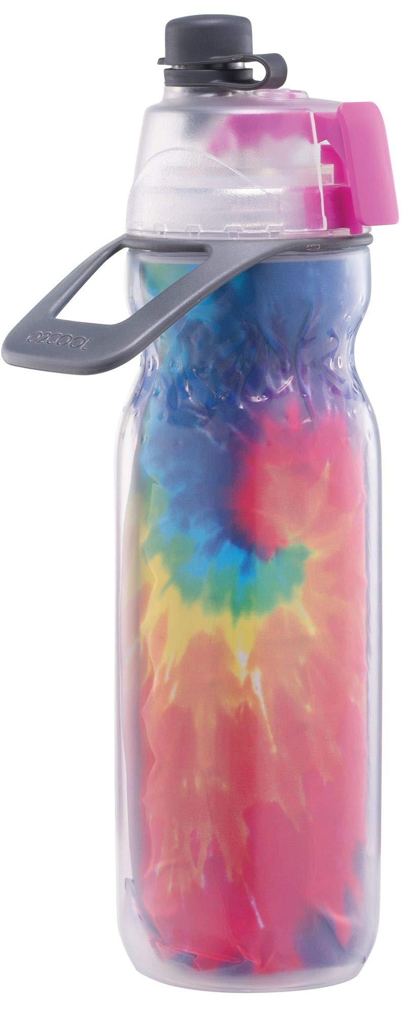 O2COOL Mist 'N Sip Misting Water Bottle 2-in-1 Mist And Sip Function With No Leak Pull Top Spout Reusable Sports Water Bottle - 20 oz (Tie