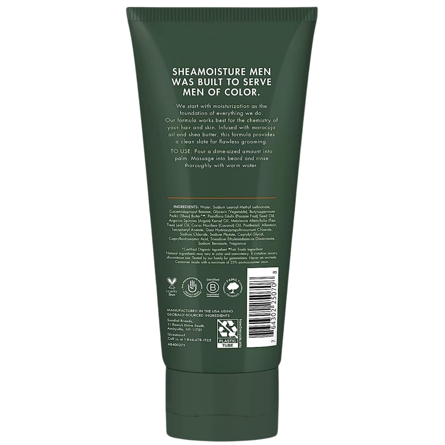 SheaMoisture Beard Wash - Full Beard Shampoo, Moisturizing with Maracuja Oil and Raw Organic Shea Butter, Beard Care for Men, 6 Fl Oz Ea (Pack of 2)
