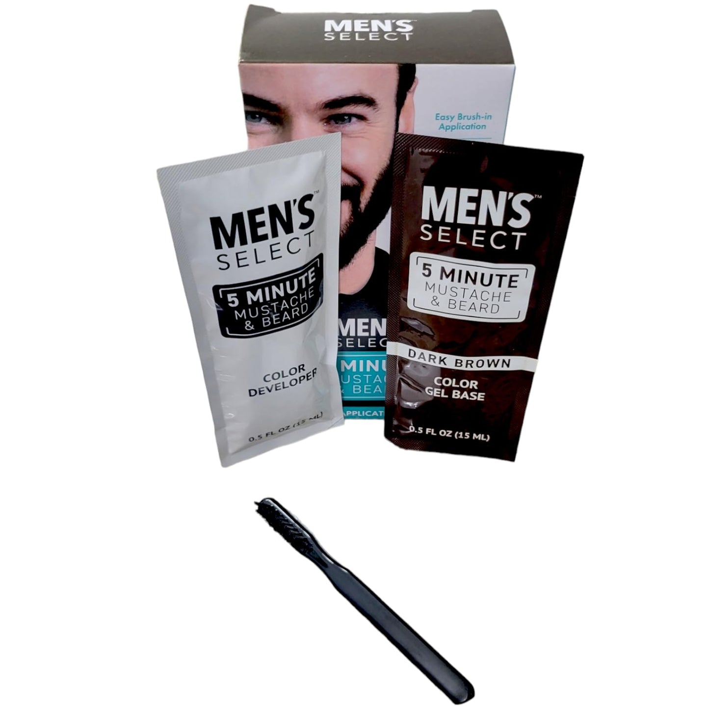 Lot of 3 Brush-In Facial Hair Color Gel Kits for Men Brown Color