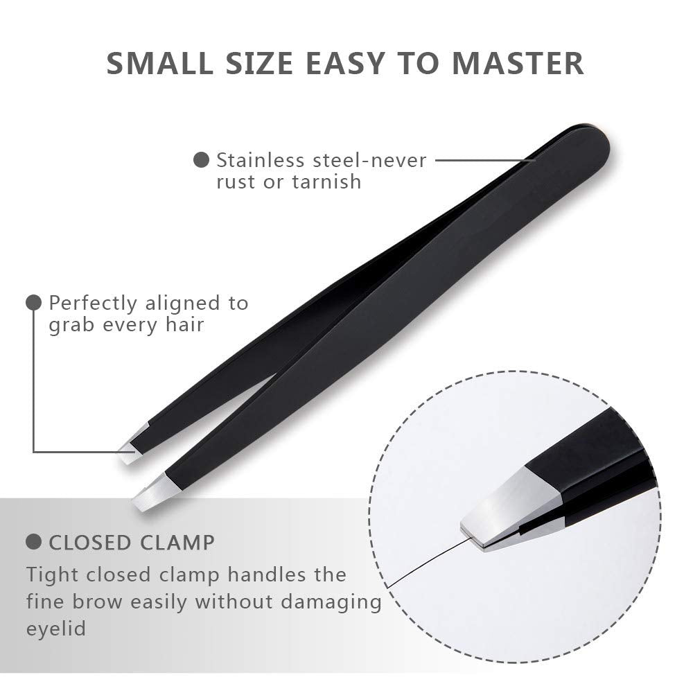 Tweezers Set 5-Piece - Professional Stainless Steel Tweezers with Curved Scissors, Best Precision Tweezer for Eyebrows, Splinter & Ingrown Hair