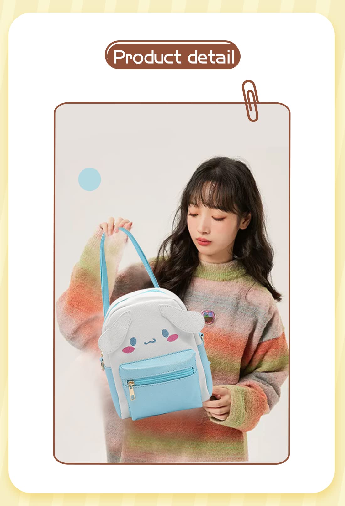 Shuyun Girls Anime Kawaii Mini Backpack + Keychain Anime Cosplay Back Pack Cute Doll Handbag Shoulder Bag(Blue)
