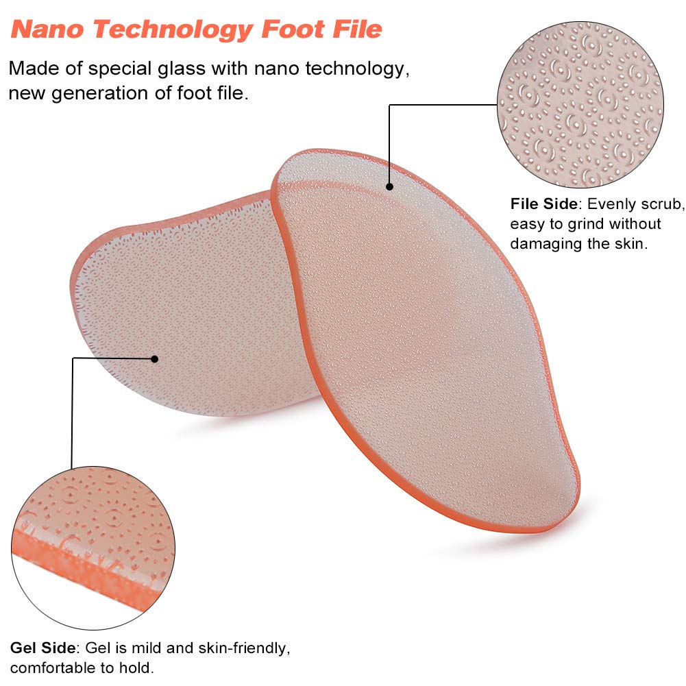 BEZOX Glass Foot File Callus Remover, Crystal Pedicure Foot Rasp for Callused, Coarse, Hard Skin Removal, Portable Hand Sized Foot Scraper for Cracked