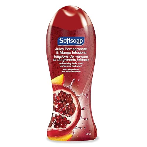 Softsoap Moisturizing Body Wash, Pomegranate and Mango Infusions 18 oz (Pack of 4)