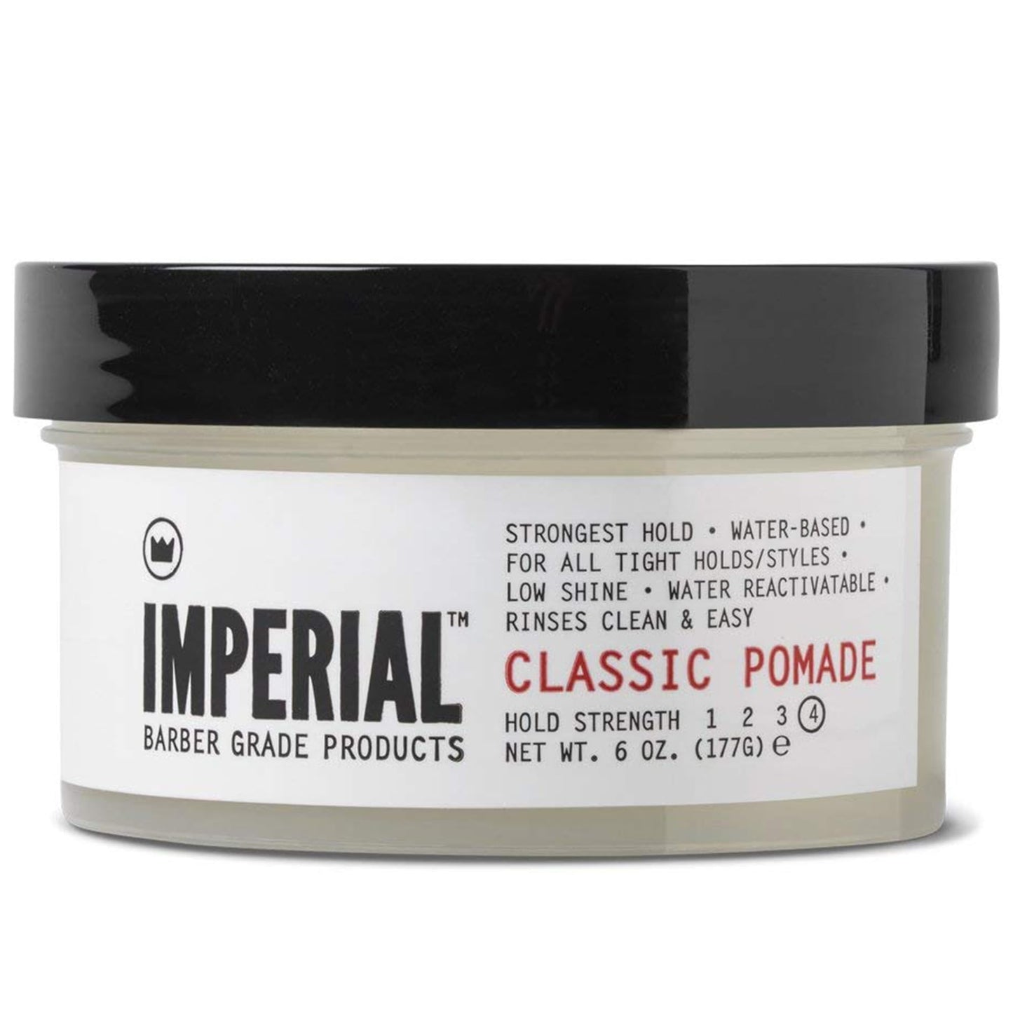 Imperial Barber Grade Products | Classic Pomade, 6 oz | Strong Hold | Low Shine | Water-Based | Easy to Wash Out | For Tight Holds and Styles
