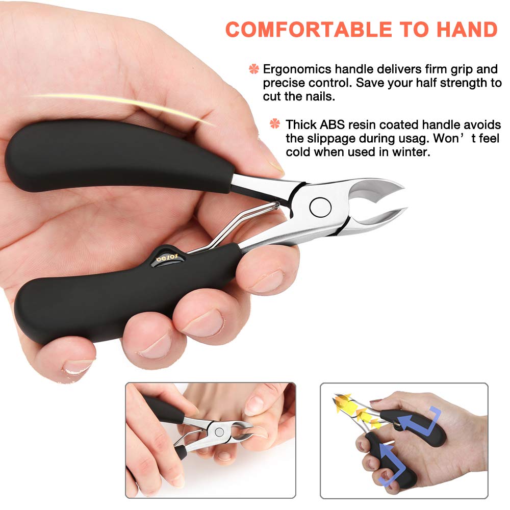 BEZOX Thick Toenail Clippers for Seniors - Large Toe Nail Clippers for Thick Nails, Precision Comfort Grip Long Handle Fingernail Clippers, Effortless