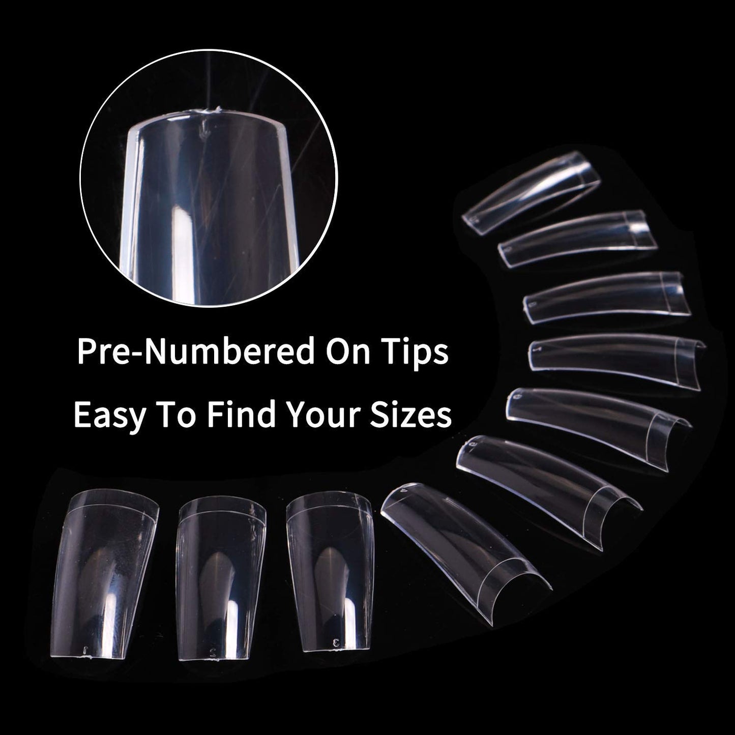 Clear Acrylic French Nail Tip BTArtbox 500pcs Half Cover Fake/False Nail with Case for Dip Powder Nail Salons and DIY Nail Art, 10 Sizes