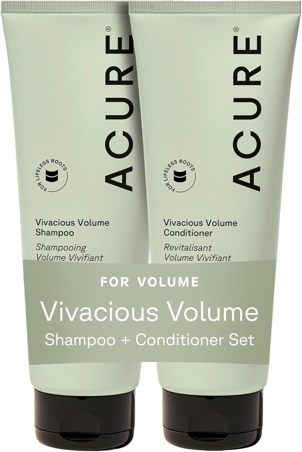 Acure Vivacious Volume Shampoo and Conditioner Set - Thickening & Volumizing Hair Care for Thick, Full Locks, Boost for Thin, Fine Hair, Sulfate Free