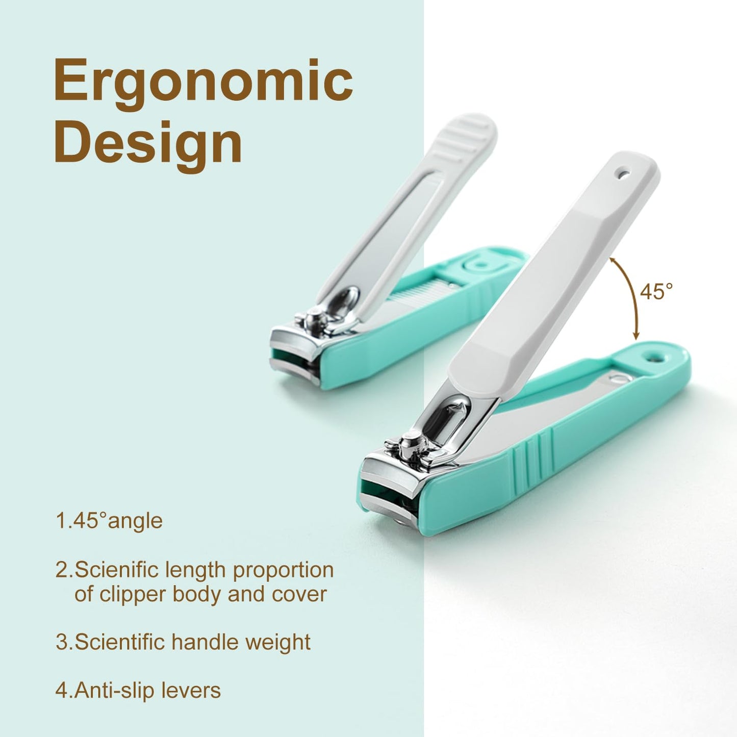 PAFASON Ultra Sharp Nail Clipper Set, 2 Pack Fingernail and Toenail Trimmer Cutter, Stainless Steel, Curved Blade, Sturdy, Nail Catcher, Nail Files