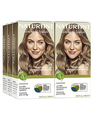 Naturtint 8N Wheat Germ Blonde Permanent Hair Color (Pack of 6), Ammonia Free, Vegan, Cruelty Free, up to 100% Gray Coverage, Long Lasting Results