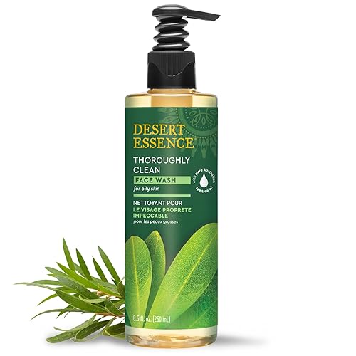 Desert Essence Thoroughly Clean Face Wash with Tea Tree Oil - Natural Facial Cleanser with Castile Soap & Coconut Oil - For Oily & Sensitive Skin