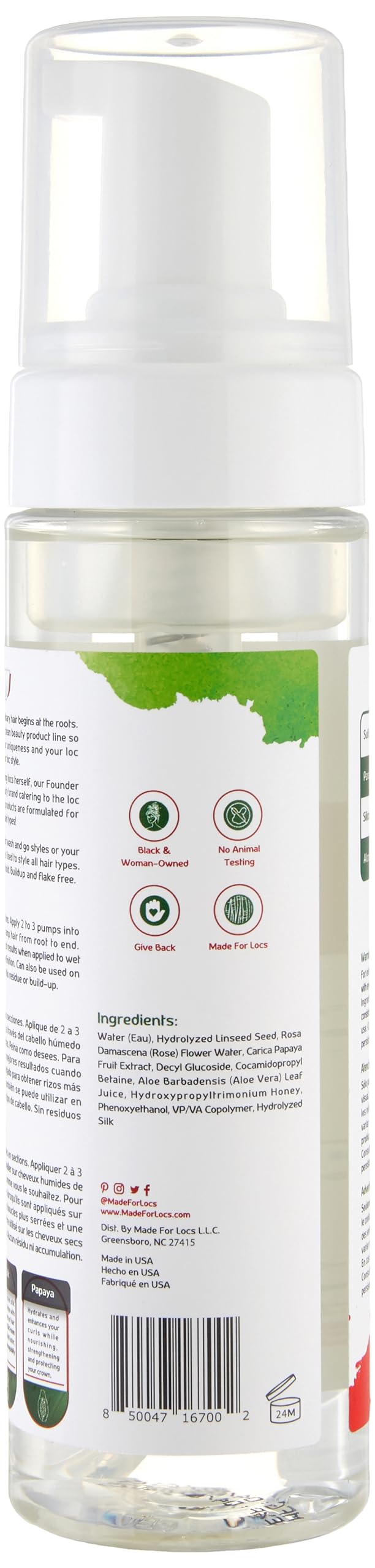 Locs Styling Flaxseed Mousse | Build-Up Free with No White Flakes- Non Sticky | 7 oz