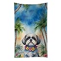 Caroline's Treasures Shih Tzu Luau Kitchen Towel Dish Cloths Guest Hand Towel Decorative Bathroom Towel for Face,Tea, Dishcloth, Kitchen and Bath