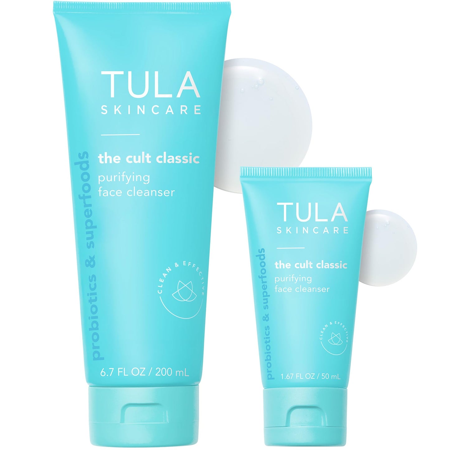 TULA Skin Care Cult Classic Purifying Face Cleanser, Full and Travel Size Duo - Gentle and Effective Face Wash, Makeup Remover, Nourishing