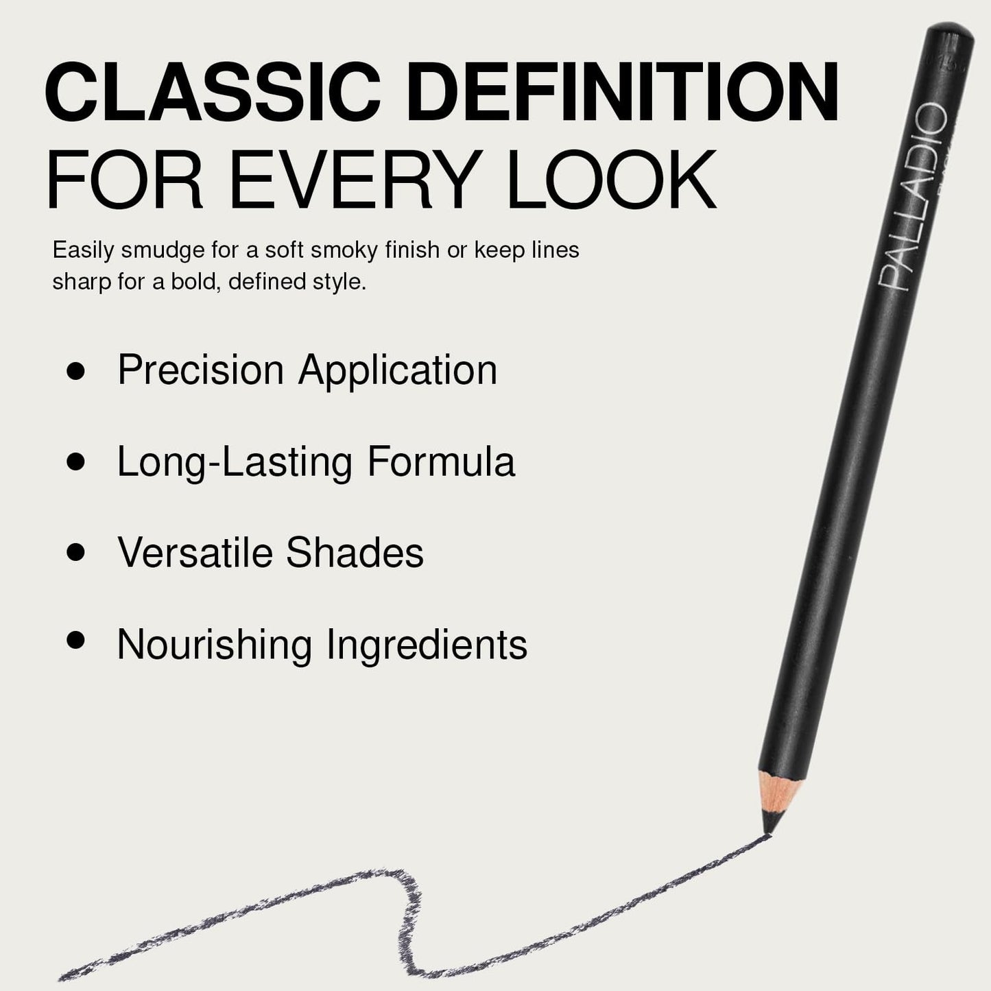 Palladio Wooden Eyeliner Pencil, Thin Pencil Shape, Easy Application, Firm yet Smooth Formula, Perfectly Outlined Eyes, Contour and Line, Long