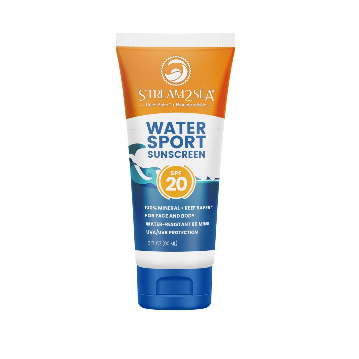 STREAM 2 SEA SPF 20 Biodegradable Mineral Sunscreen, 3 Fl oz Paraben Free Non Greasy and Moisturizing Reef Safe Sunscreen For Face and Body Protection