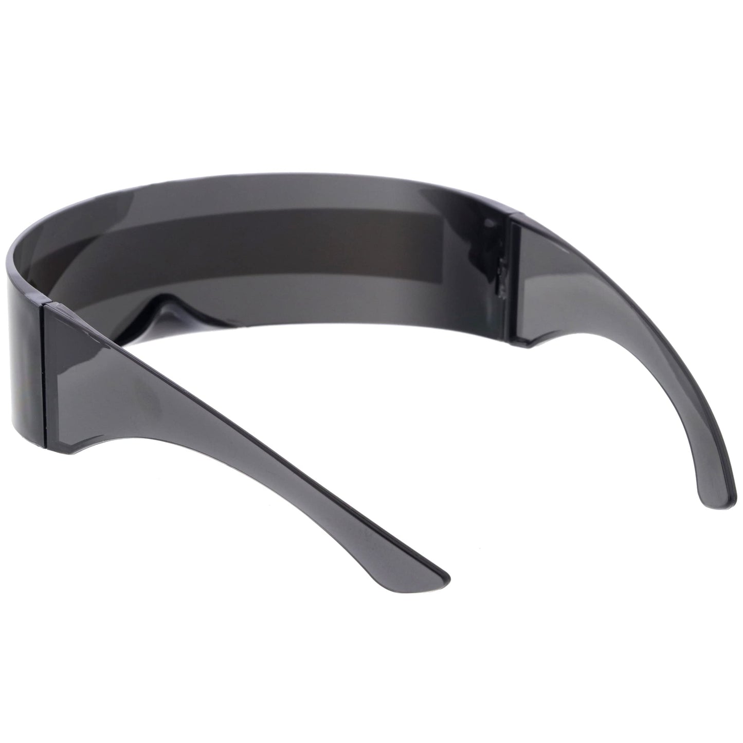 zeroUV - 80s Futuristic Cyclops Cyberpunk Visor Sunglasses with Semi Translucent Mirrored Lens (Smoke/Silver)