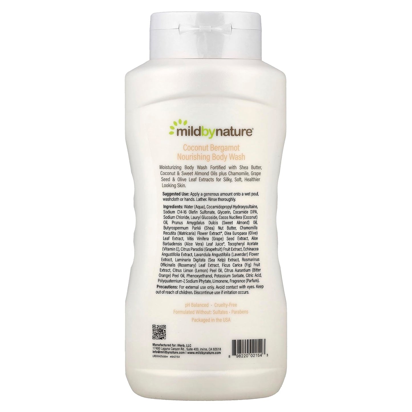 MILD BY NATURE Nourishing Body Wash Gentle Cleanser with Shea Butter, Coconut Oil, & Chamomile - Cruelty Free - No Sulfates, Parabens, or Phthalates