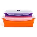 Kitchen Home Thin Bins Collapsible Containers - Set of 2 Extra Large Rectangle Silicone Food Storage Containers - BPA Free, Microwave, Dishwasher…