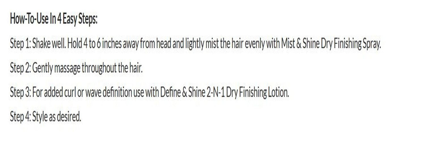 Design Essentials Wave By Design Mist & Shine Dry Finishing Spray, Moisturizes and Adds Shine, Lightweight Daily Use for Curls and Waves, 8 oz